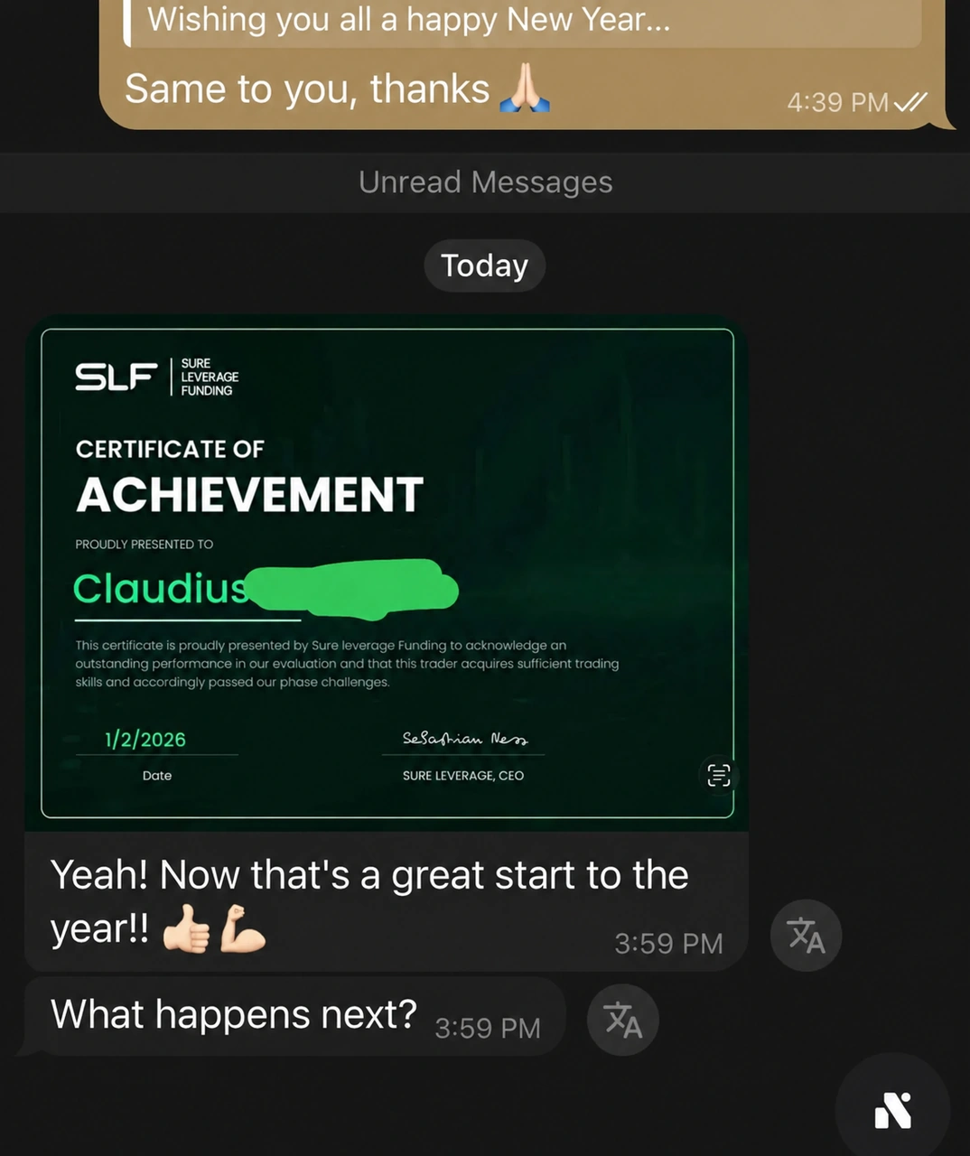 Certificate of Achievement